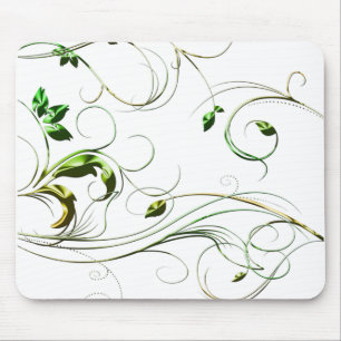 Yellow Green Vines Mouse Pad