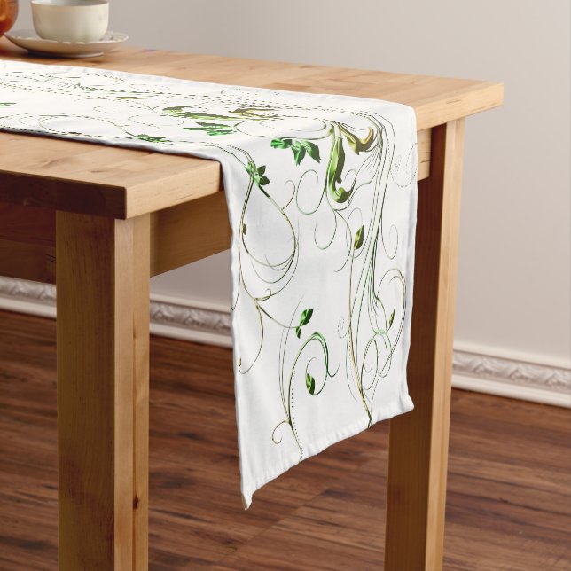 Yellow Green Vines Short Table Runner (In Situ)