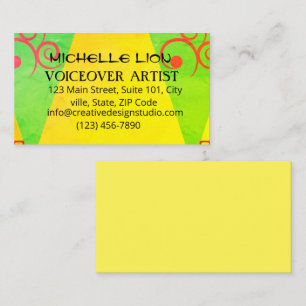 Yellow Green Voiceover Artist Cool Business Card