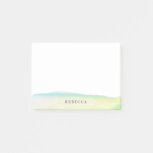 Yellow Green Watercolor Brush Stroke Personalised Post-it Notes