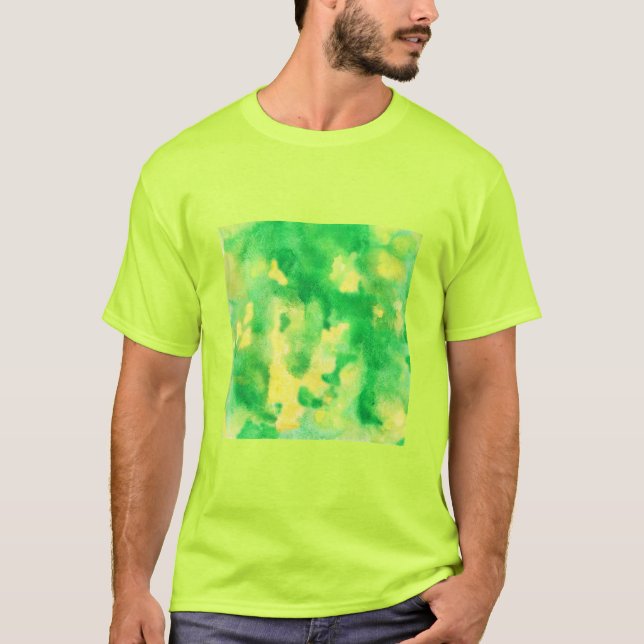 Yellow Green Watercolor Men's Basic T-Shirt (Front)