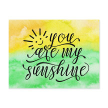 Yellow Green Watercolor You Are My Sunshine