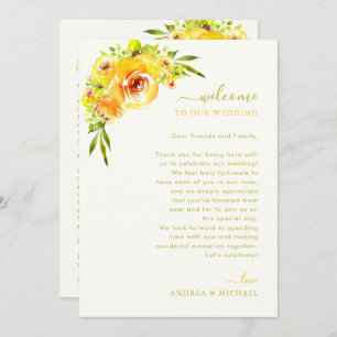 Yellow Green Wedding Welcome Letter Itinerary Card