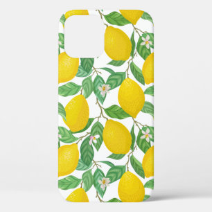 Yellow Green White Lemon Pattern iPhone 12 Case