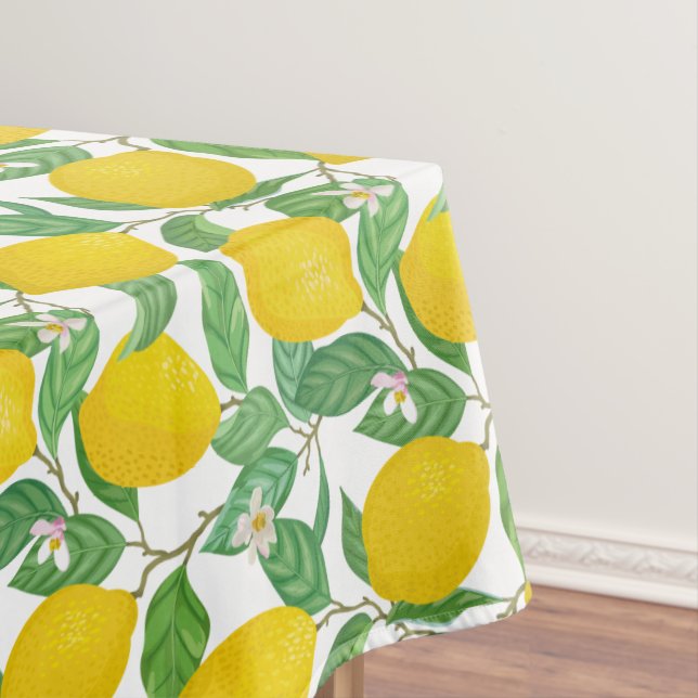 Yellow Green White Lemon Pattern Tablecloth (In Situ)