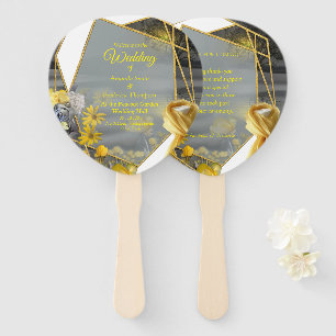 Yellow & Grey 2021 colour 'Wedding' Sunset décor Hand Fan