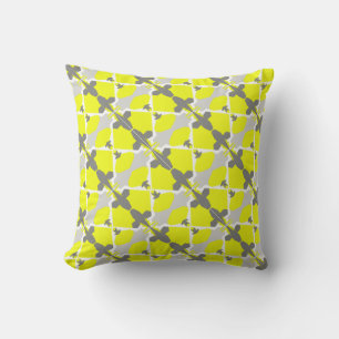 Yellow Grey Abstract Art Pattern Pillow Cushion