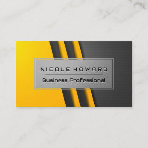 Yellow Grey Abstract Industrial Stripes Business Card