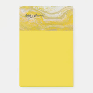 Yellow Grey Abstract Personalised Post it Note 4x6