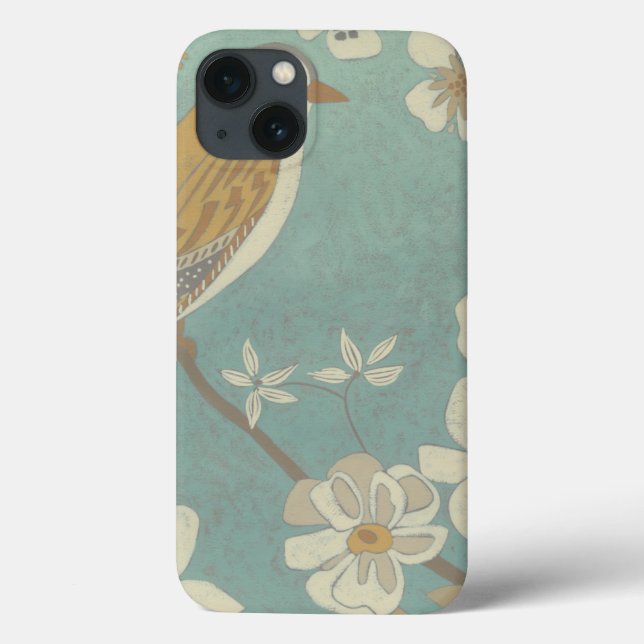 Yellow, Grey and Beige Bird Perched on a Branch Case-Mate iPhone Case (Back)