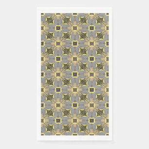 Yellow, Grey, and Black Flowers Pattern Napkin