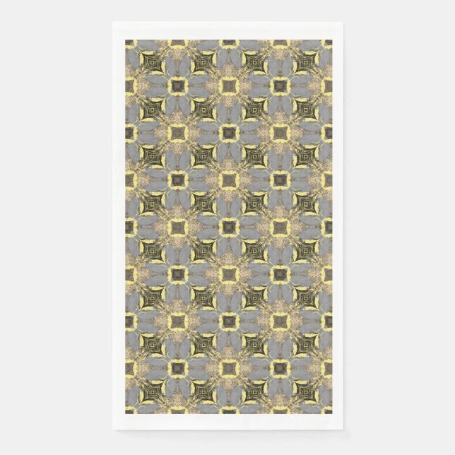 Yellow, Grey, and Black Flowers Pattern Napkin (Front)