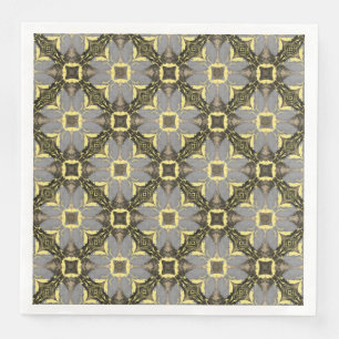 Yellow, Grey, and Black Flowers Pattern Napkin