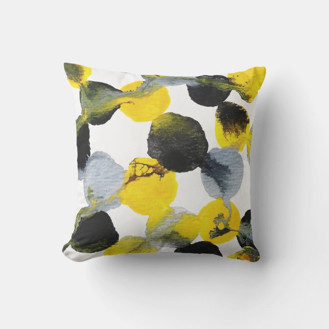 Yellow, Grey and Black Intertactions Pattern Outdoor Cushion (Front)