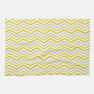 Yellow, Grey, and White Chevron Stripes Tea Towel