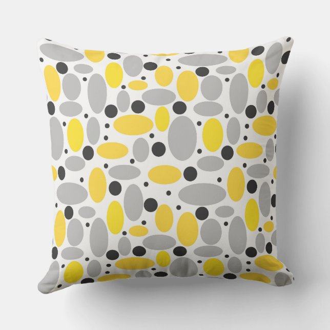 yellow grey bean retro pattern for home decor cushion (Back)