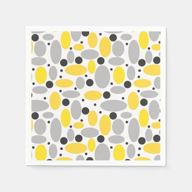 yellow grey bean retro pattern for home decor napkin (Front)