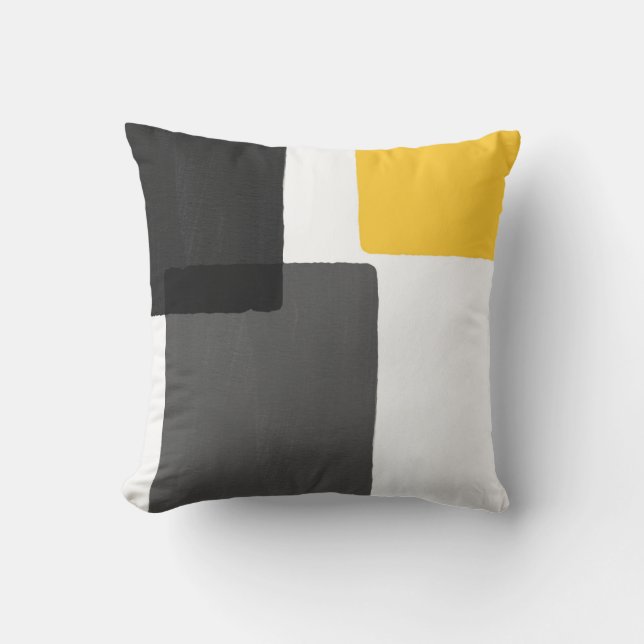 Yellow Grey Black White Modern Minimalist Cushion (Front)