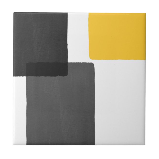 Yellow Grey Black White Modern Minimalist Tile (Front)
