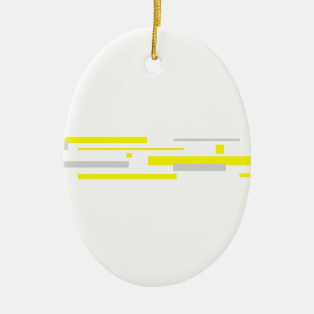 Yellow Grey Blocks Abstract Art Ceramic Tree Decoration (Front)