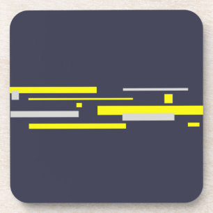 Yellow Grey Blocks Abstract Art Coaster