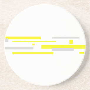 Yellow Grey Blocks Abstract Art Coaster