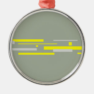 Yellow Grey Blocks Abstract Art Metal Tree Decoration
