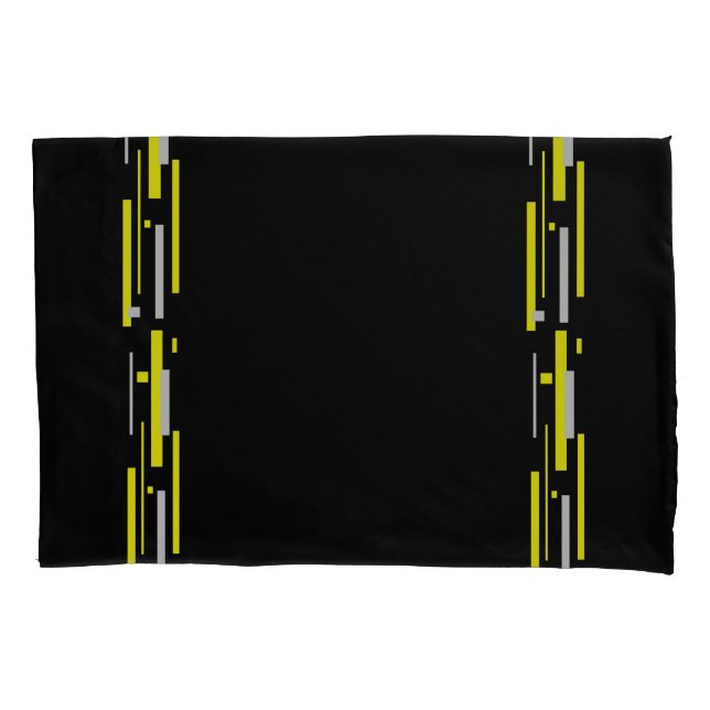 Yellow Grey Blocks Abstract Art Pillowcase (Front)