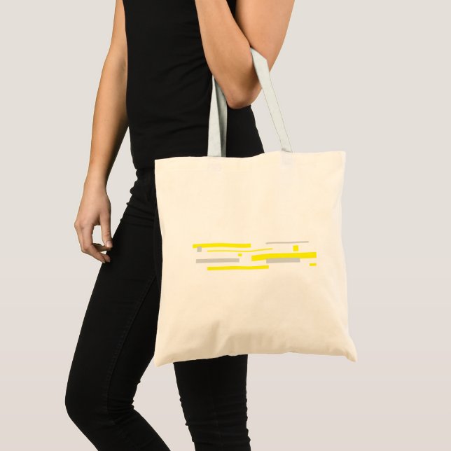 Yellow Grey Blocks Abstract Art Tote Bag (Front (Product))