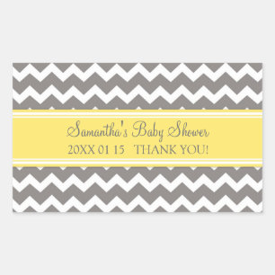 Yellow Grey Chevron Baby Shower Favour Stickers