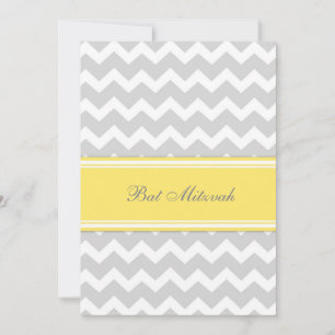 Yellow Grey Chevron Bat Mitzvah Invitations