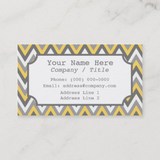 Yellow Grey Chevron Label Business Card