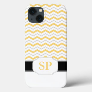 Yellow & Grey Chevron Monogram iPad 2/3/4 Case