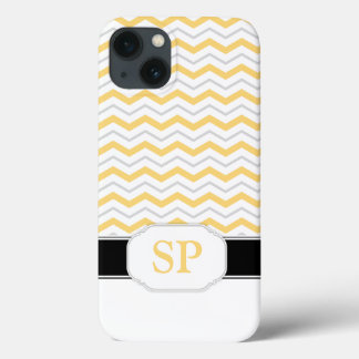 Yellow & Grey Chevron Monogram iPad 2/3/4 Case