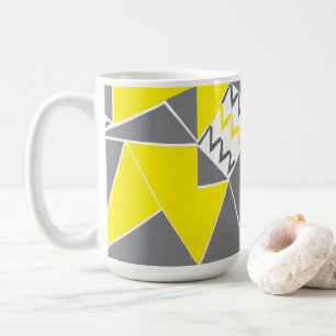 Yellow Grey Chevron Stripe Geometric Pattern Coffee Mug