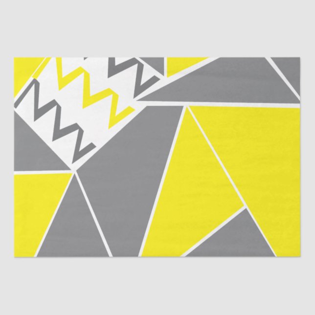 Yellow Grey Chevron Stripe Geometric Pattern Tissue Paper (Front)