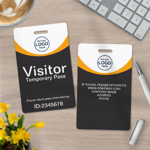 Yellow Grey Corporate Visitor Pass ID Custom Logo  Badge