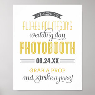 Yellow Grey Custom Wedding Photo Booth Sign