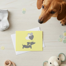 Yellow Grey Dachshund Baby Shower Thank You Cards