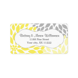 Yellow Grey Dahlia Wedding Bridal Shower custom Label
