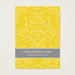 Yellow Grey Damask Custom Earring Card