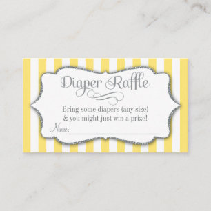 Yellow Grey Diaper Raffle Baby Shower Cards Silver
