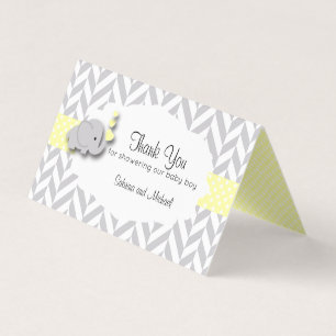 Yellow & Grey Elephant Baby Shower Candy Toppers Business Card