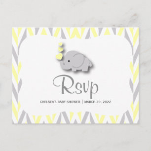 Yellow & Grey Elephant Baby Shower - RSVP 2 Invitation Postcard