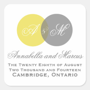 Yellow Grey Entwined Monogram Fall Wedding Sticker