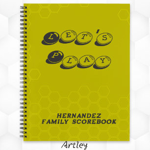 Yellow Grey Family Name Board Game Scorebook Notebook