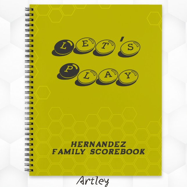Yellow Grey Family Name Board Game Scorebook Notebook (Creator Uploaded)