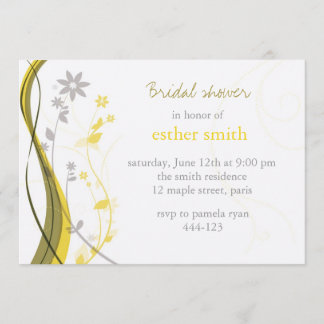 Yellow & grey floral charm invitation