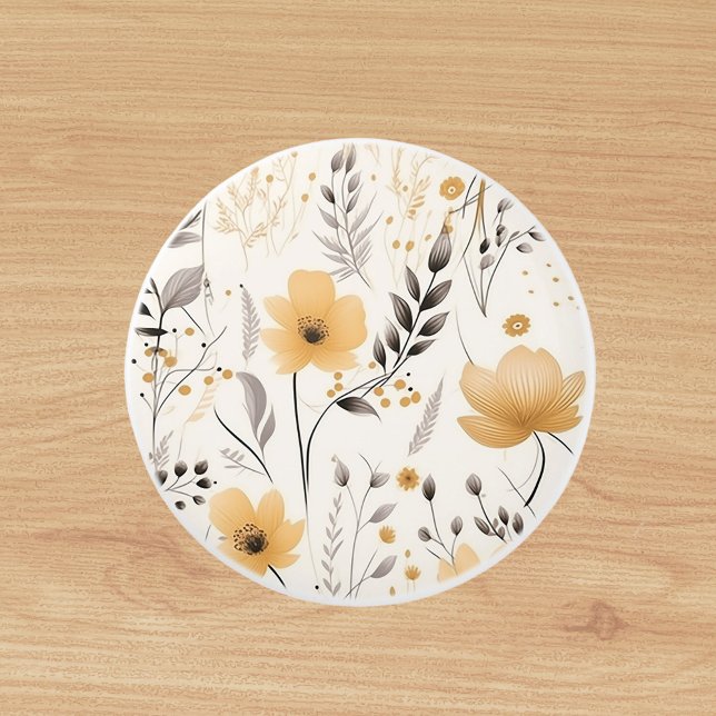 Yellow grey floral pattern ceramic knob (Creator Uploaded)