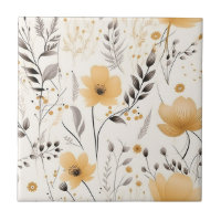 Yellow grey floral pattern